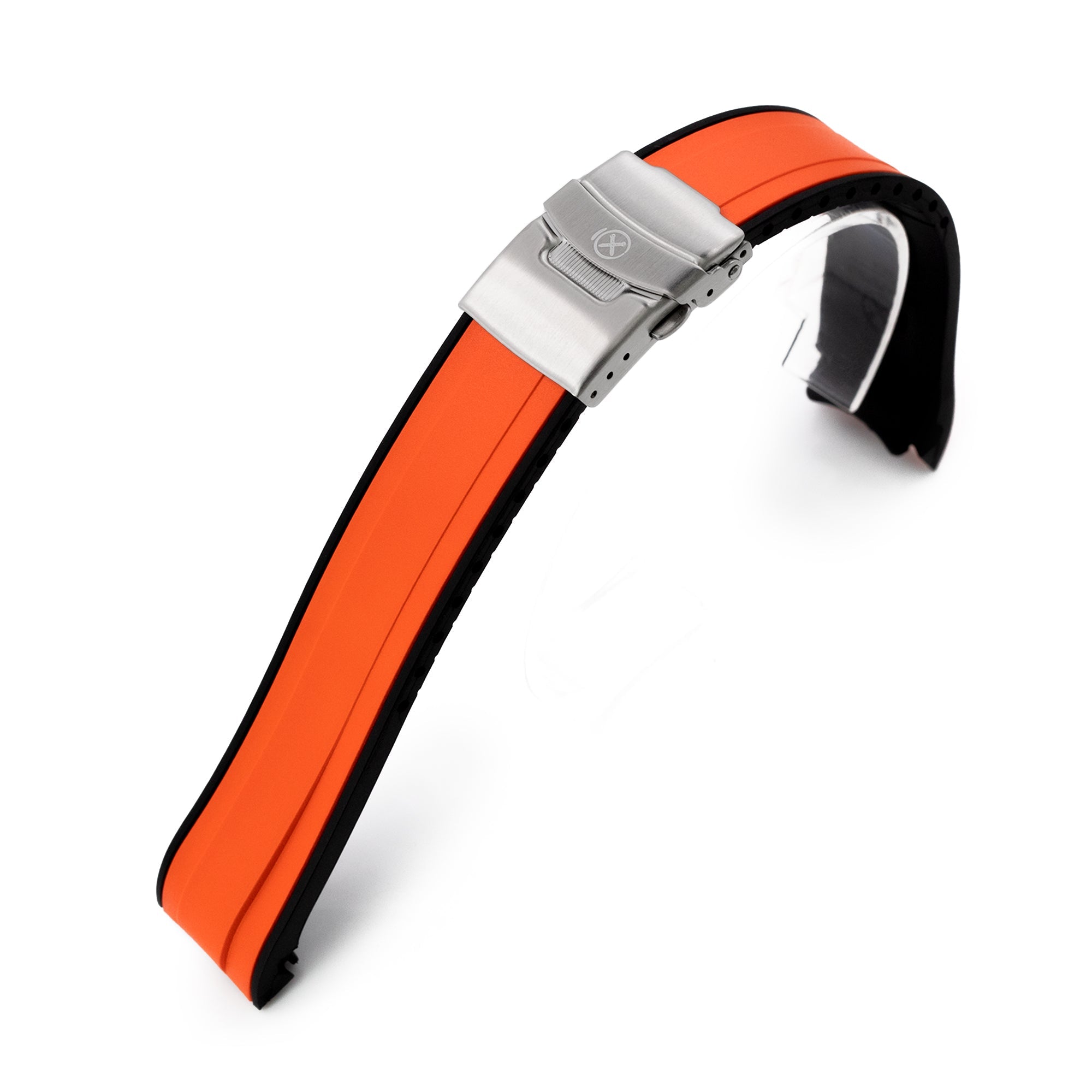 StrapXPro - SX1A Rubber Strap for New Seiko 5 Sport 5KX/GMT, Orange /