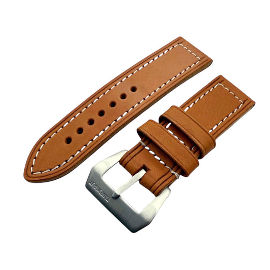 Taikonaut Brown PRE Calf Leather 24mm Watch Band, Design for Panerai