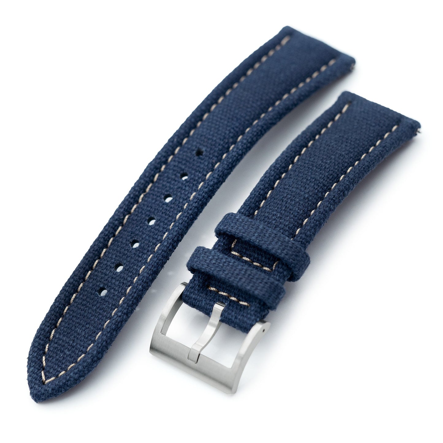 Aviator Style Navy Blue Canvas Quick Release Watch Band, 20mm or 22mm