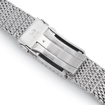 Massy Mesh Watch Band compatible with Seiko SKX007, V-Clasp, Brushed