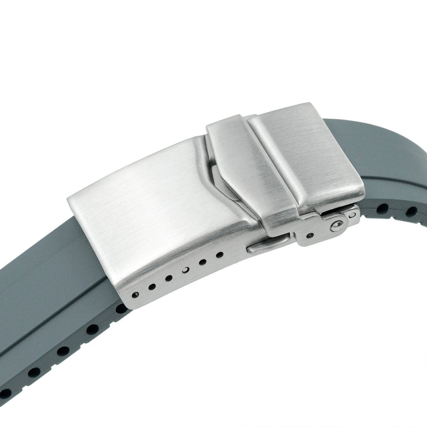 21mm Crafter Blue - MX03-911 Light-Grey FKM Rubber Strap with Curved End Links For Seiko Speedtimer SSC911 