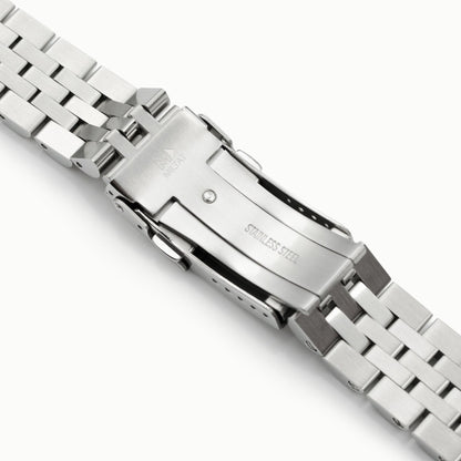 20mm Angus-J Louis Watch Band for Seiko SPB185, 316L Stainless Steel Brushed Baton Diver Clasp