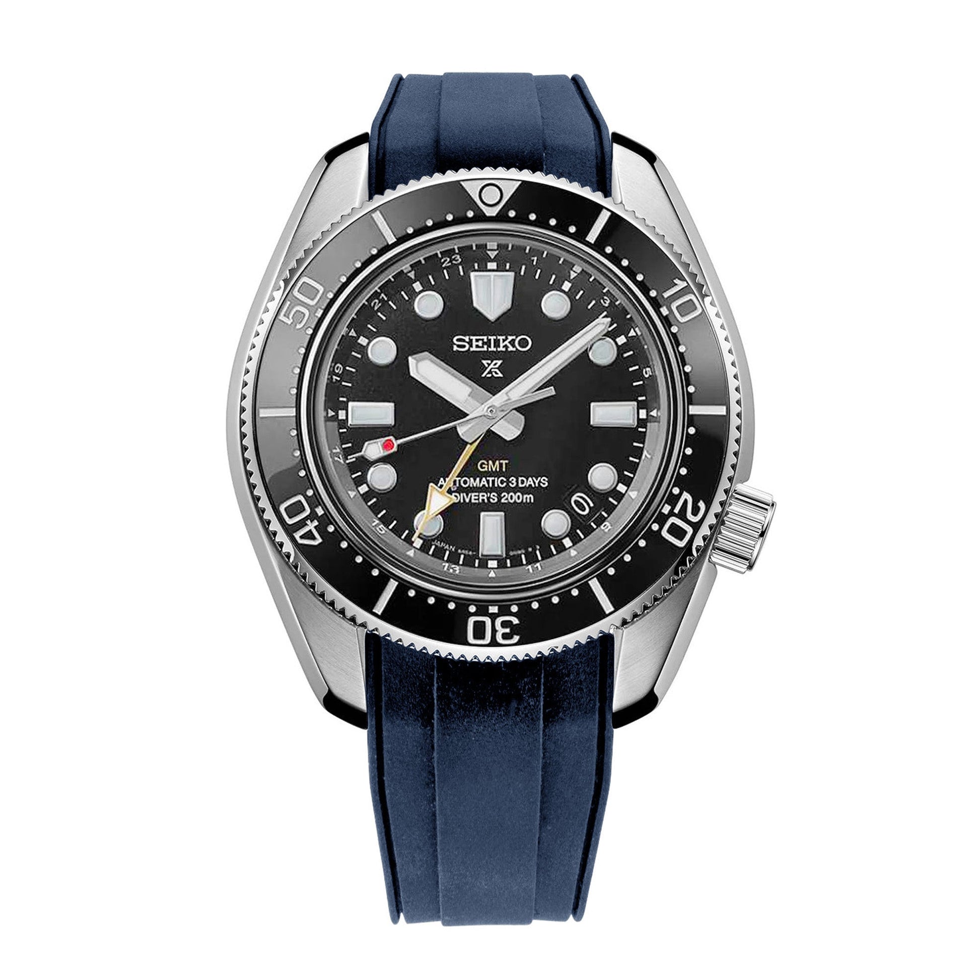 StrapXPro - SBX1A Rubber Strap for Seiko Prospex 1968 Diver¡¦s Modern Re-interpretation MM200 GMT Series SPB381, Blue 