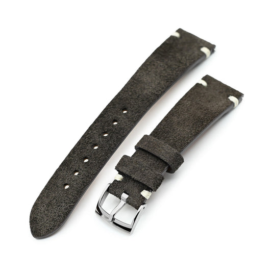 Dark Brown Italian Suede Leather Watch Strap | Twin-Stitch Quick Release | 20mm