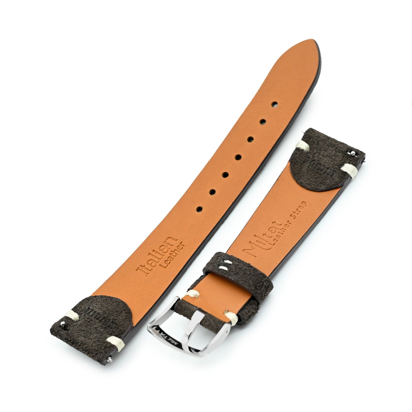 Dark Brown Italian Suede Leather Watch Strap | Twin-Stitch Quick Release | 20mm