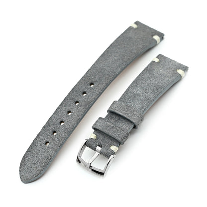 Dark Grey Italian Suede Leather Watch Strap | Twin-Stitch Quick Release | 20mm