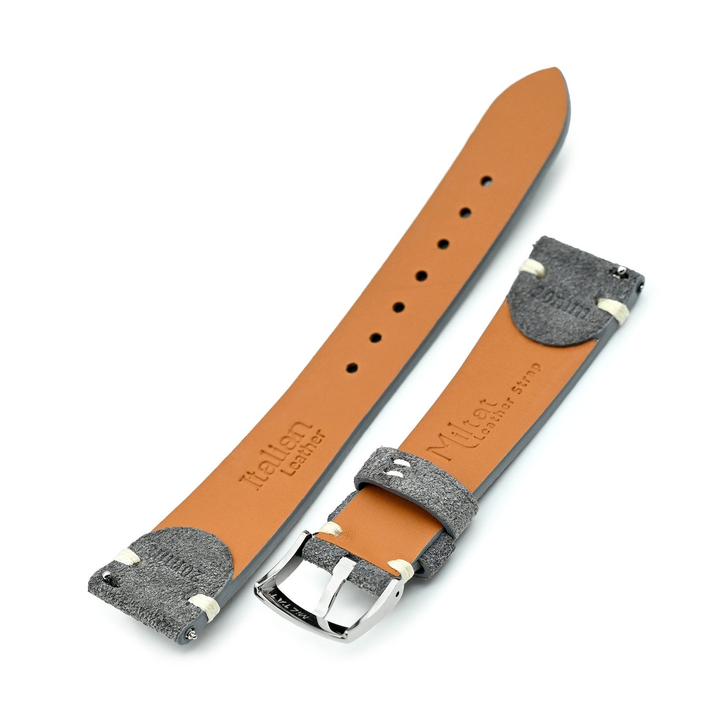 Dark Grey Italian Suede Leather Watch Strap | Twin-Stitch Quick Release | 20mm