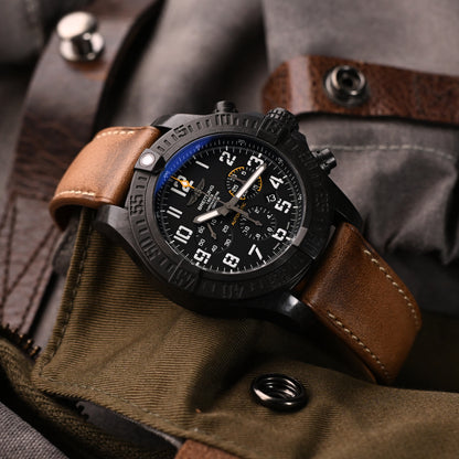 Pam Collection, Vintage Brown Horween Chromexcel Leather Watch Strap for Panerai, Beige Stitch.