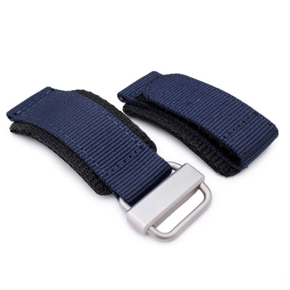 Navy Blue 3D Nylon Hook and Loop Fastener Watch Strap, Sandblasted