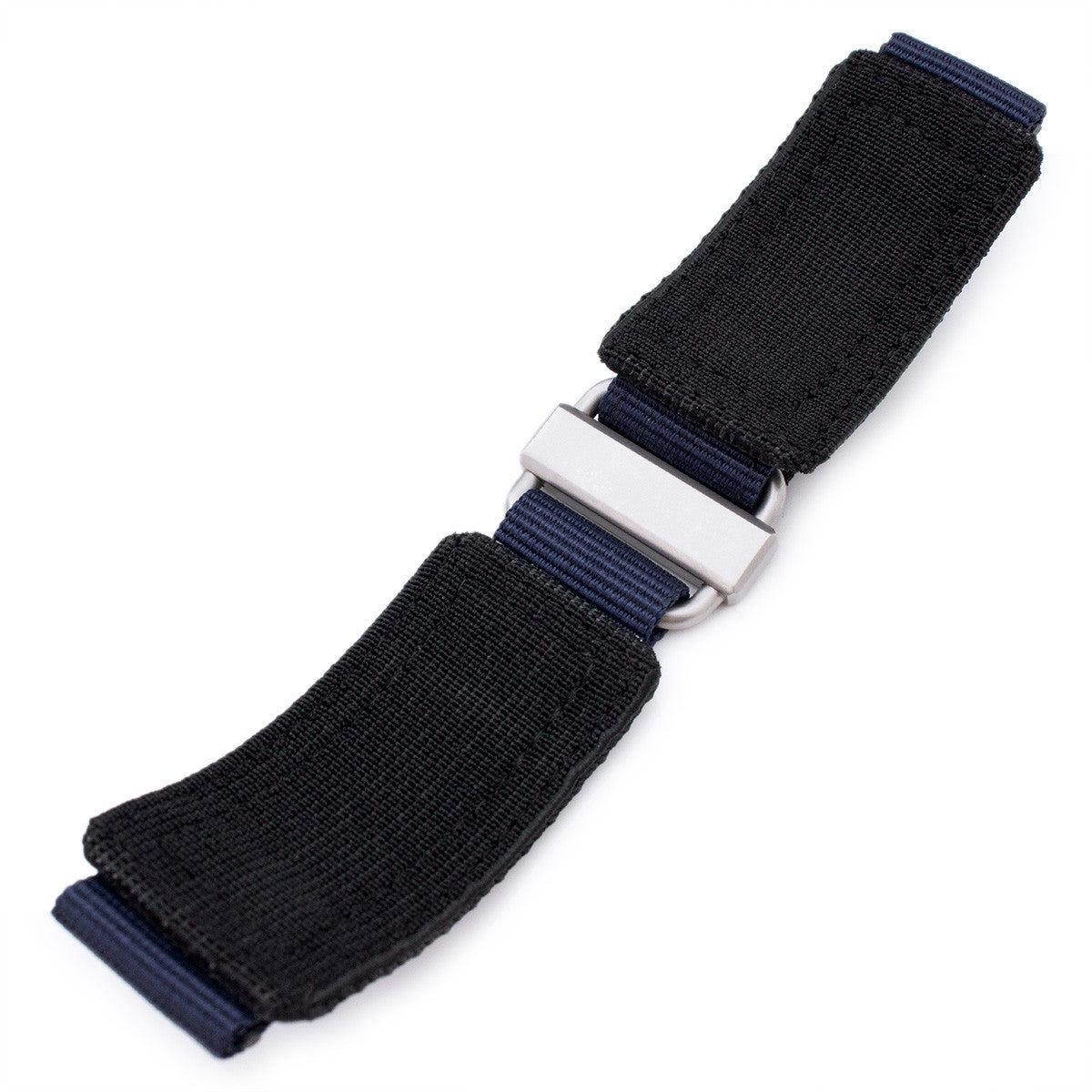 Navy Blue 3D Nylon Hook and Loop Fastener Watch Strap, Sandblasted