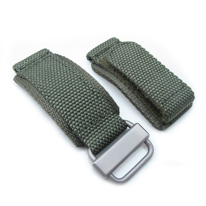 MiLTAT Military Green Nylon Hook and Loop Fastener Watch Strap, Brushed