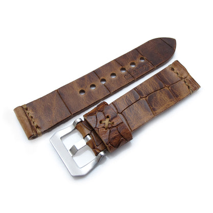 24mm MiLTAT Zizz Cracked Croco Middle Brown, Brown St.