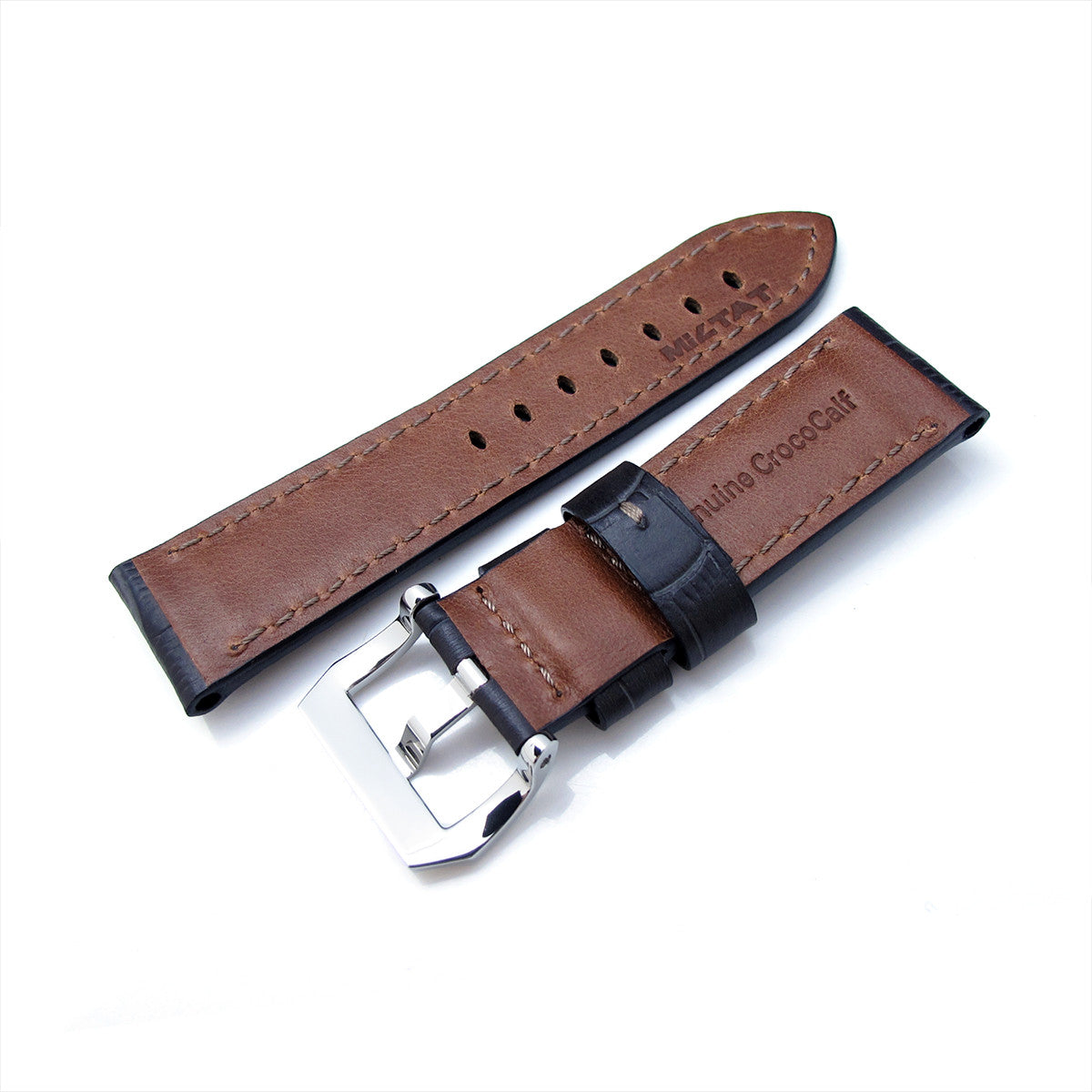 24mm MiLTAT Matte Grey CrocoCalf, Grey St., P