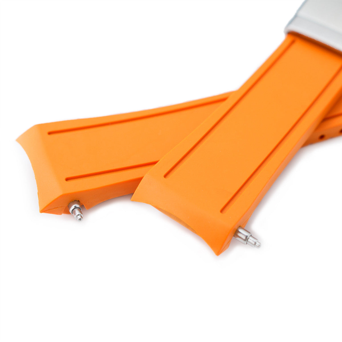 Orange Curved End Rubber compatible with Seiko MM300 SBDX001