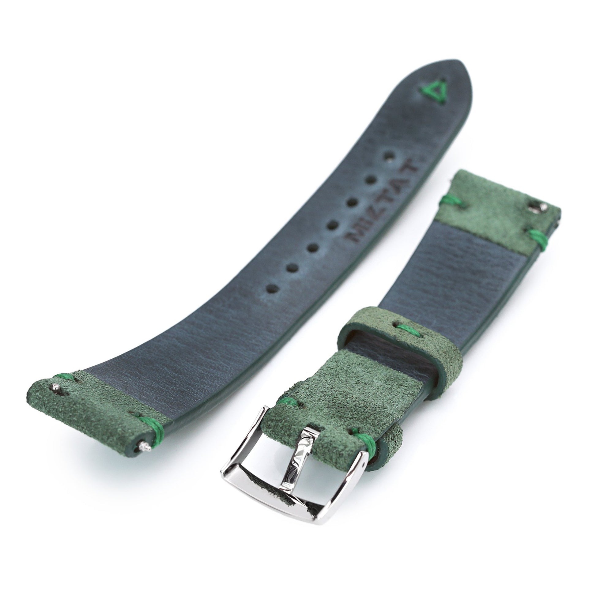 20mm Green Quick Release Italian Suede Leather Watch Strap | Strapcode