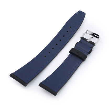 20mm or 22mm Black Kevlar Finish Watch Strap, Black Stitching, Brushed