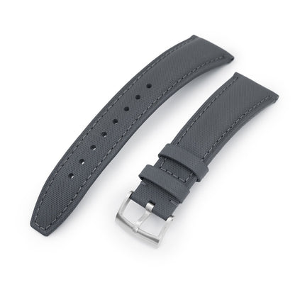 20mm or 22mm Military Grey Finish  Watch Strap, Grey Stitching, Brushed