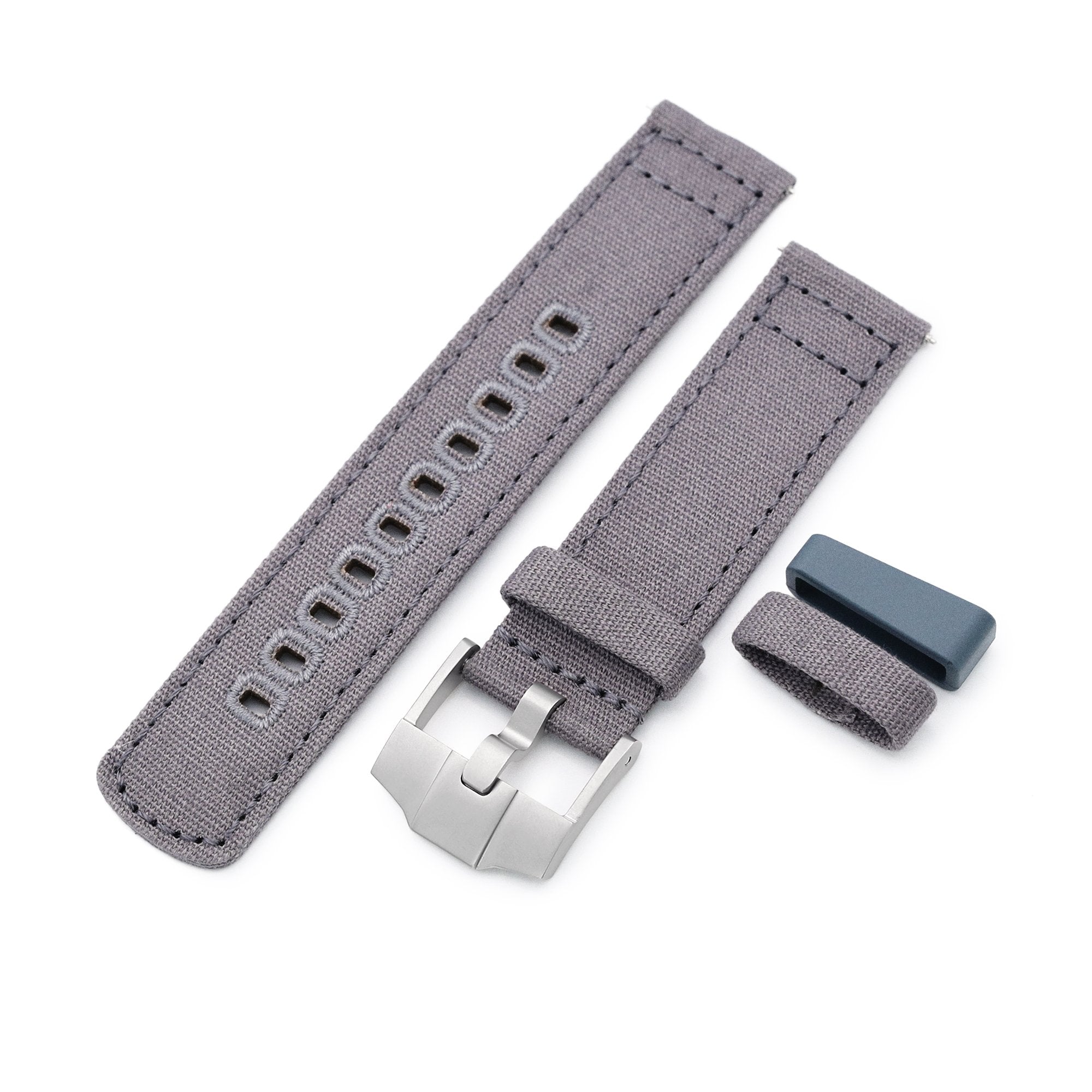 Ash Grey Quick Release Canvas Watch Strap 22mm or 20mm Taikonaut watch band