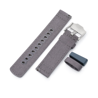 Ash Grey Quick Release Canvas Watch Strap 22mm or 20mm 