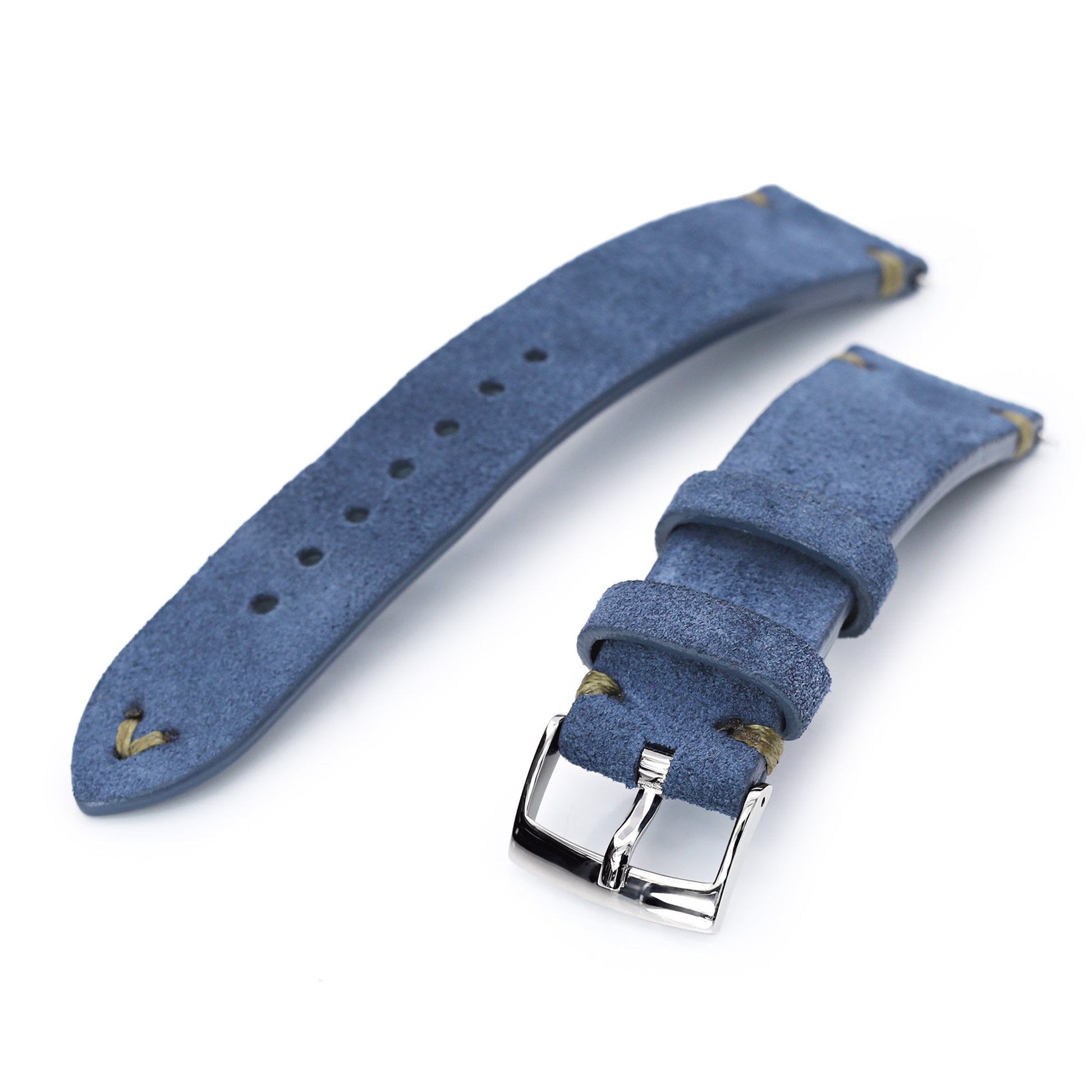 20mm Blue Quick Release Italian Suede Leather Watch Strap | Strapcode