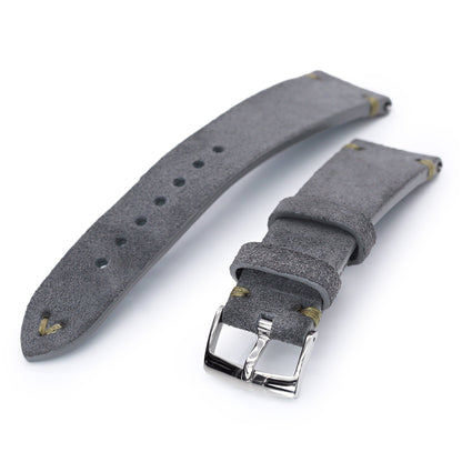 22mm Grey Quick Release Italian Suede Leather Watch Strap | Strapcode