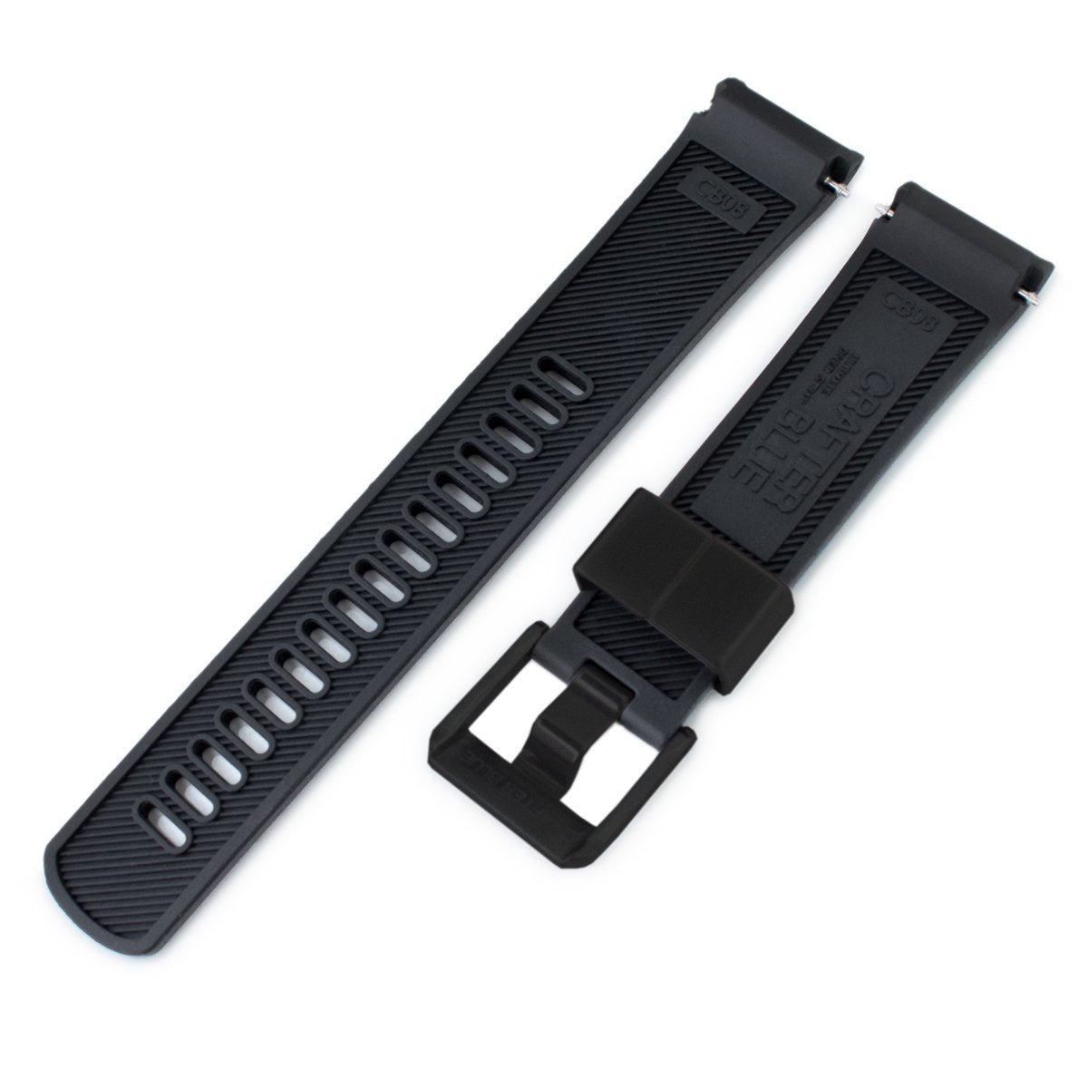 Seiko Turtle Crafter Blue Black PVD Buckle Rubber Straps | Strapcode