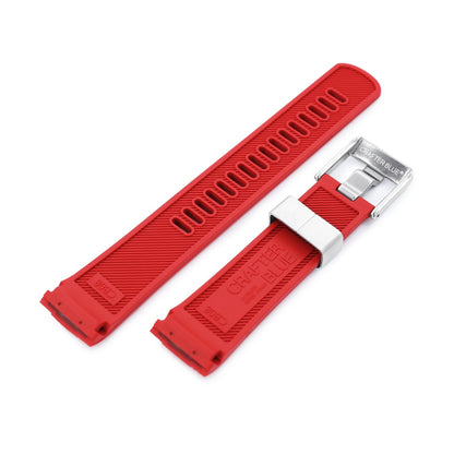 Seiko Turtle Crafter Blue Red Curved End Rubber Straps | Strapcode