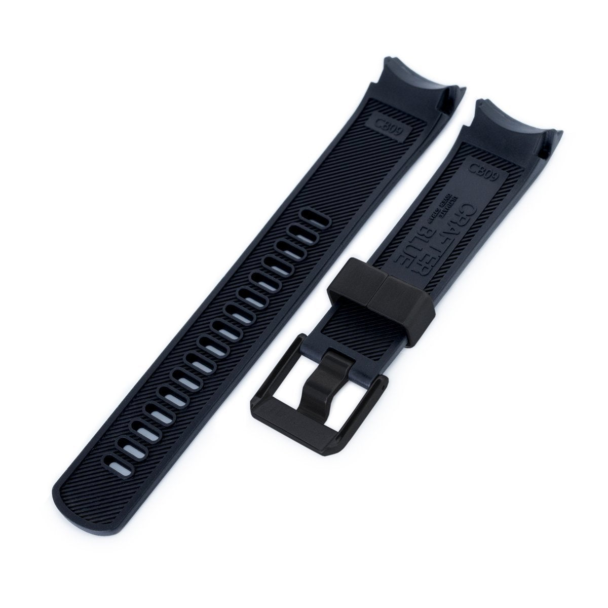 Seiko Samurai SRPB51 Crafter Blue Black Rubber Straps | Strapcode