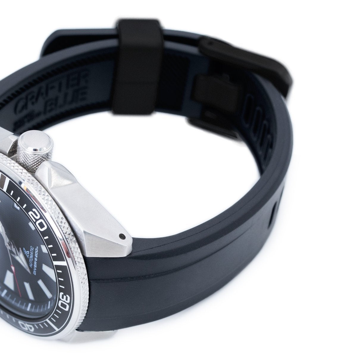 Seiko Samurai SRPB51 Crafter Blue Black Rubber Straps | Strapcode