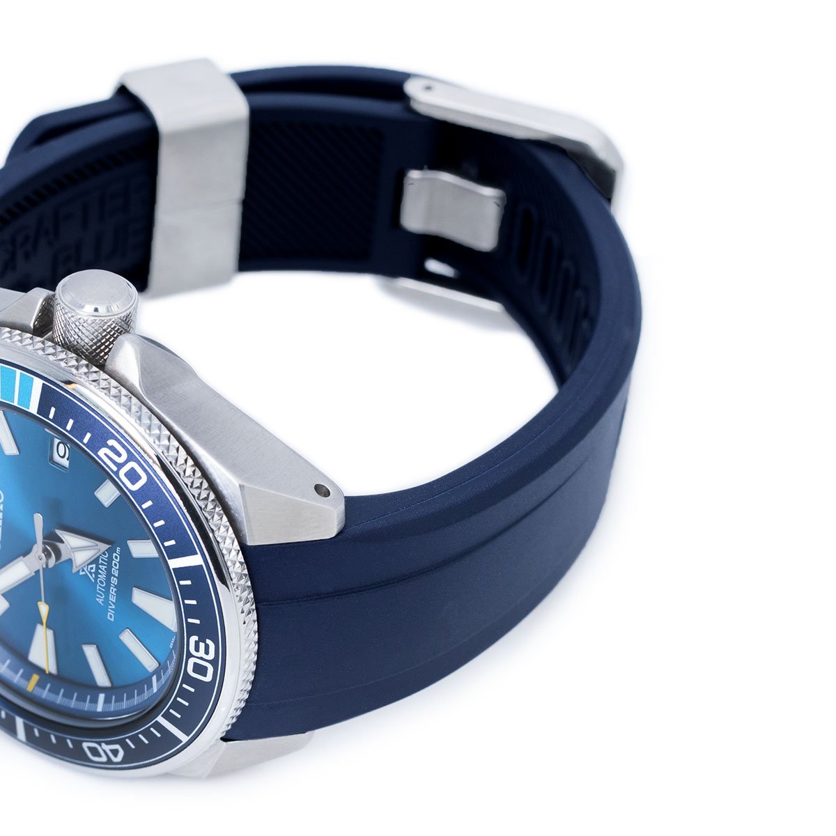 Seiko Samurai SRPB51 Crafter Blue Navy Rubber Straps | Strapcode