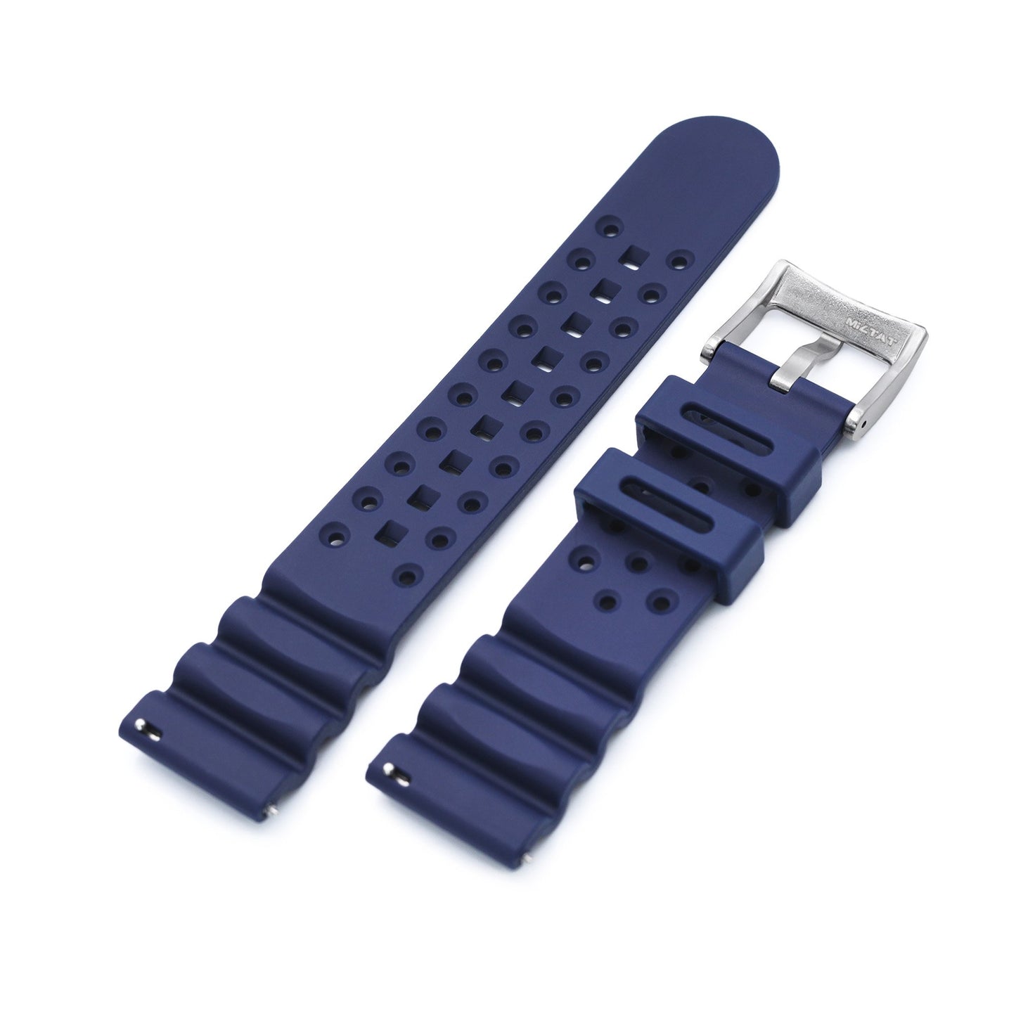 22mm Quick Release Watch Band Blue Diver FKM Rubber Strap Brushed Taikonaut Watch Bands