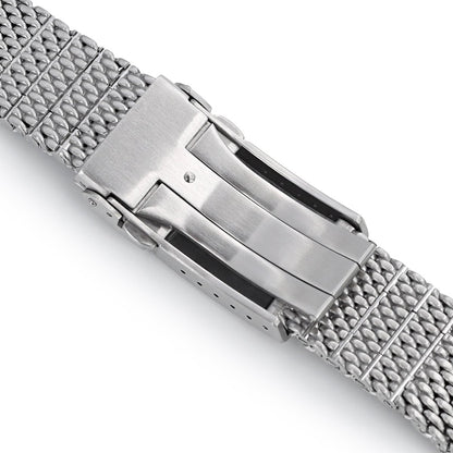 Curved End Massy Mesh Watch Band for Seiko new Turtles SRP777 V-Clasp Brushed 