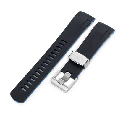 TUD BB M79230 Curved End Lug Black Rubber Watch Band | Crafter Blue