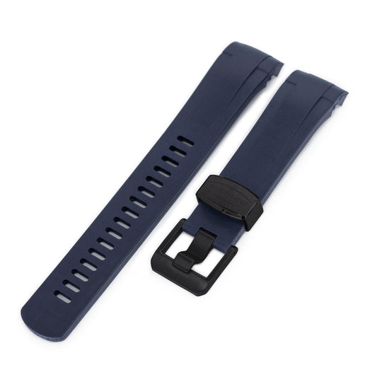 TUD BB M79230 Curved End Lug Black Rubber Watch Band | Crafter Blue