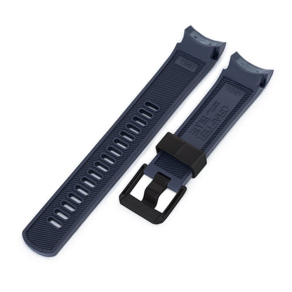 TUD BB M79230 Curved End Lug Black Rubber Watch Band | Crafter Blue