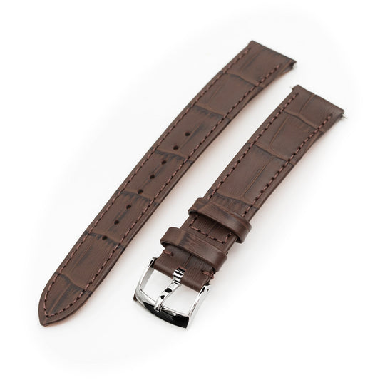 17mm Brown CrocoCalf (Italian Croco Grain) Flat Watch Band