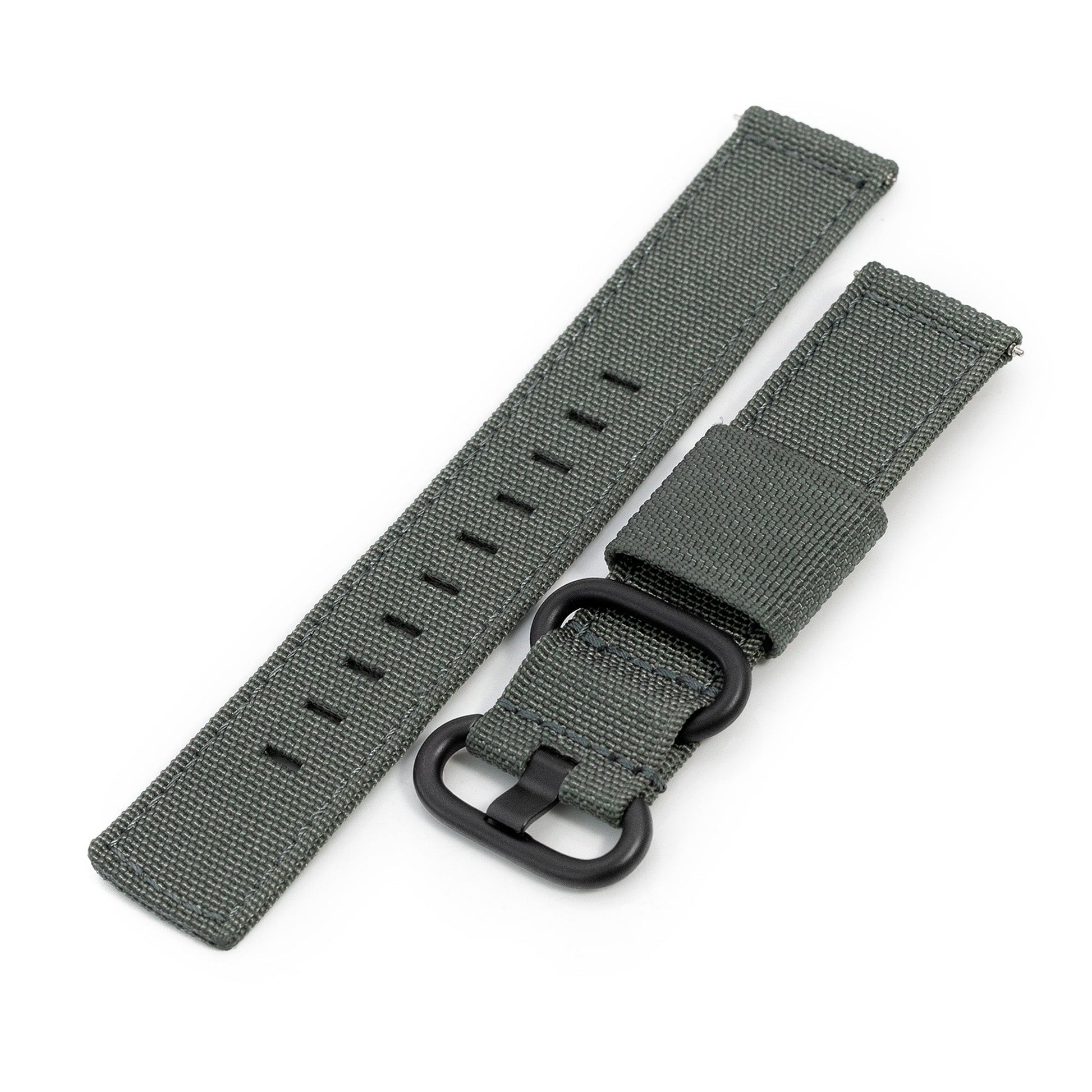 Q.R. 20mm 2-pcs Ribbed Nylon Watch Band, Grey