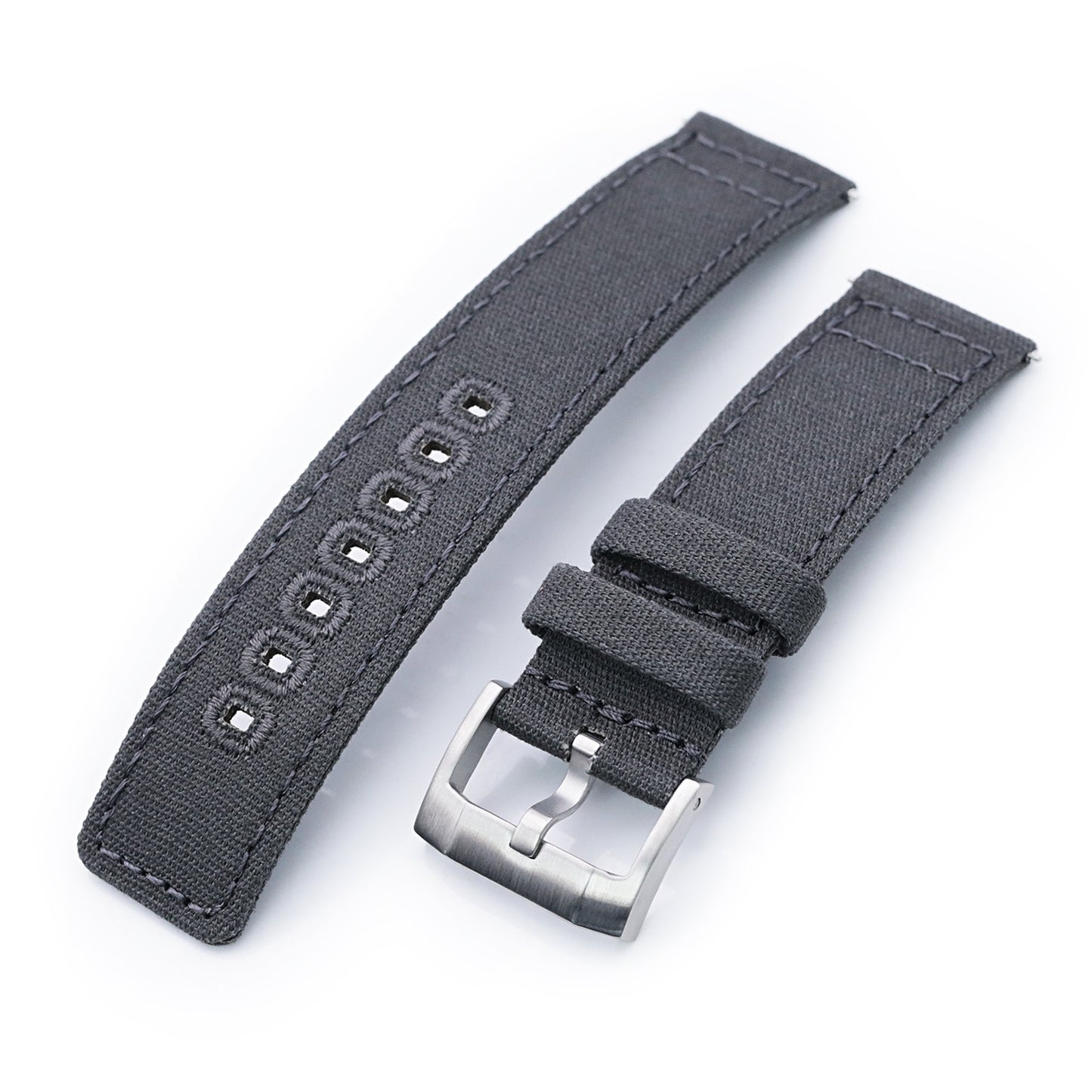 Straight Quick Release Canvas Watch Strap in Dark Grey, 20mm or 22mm