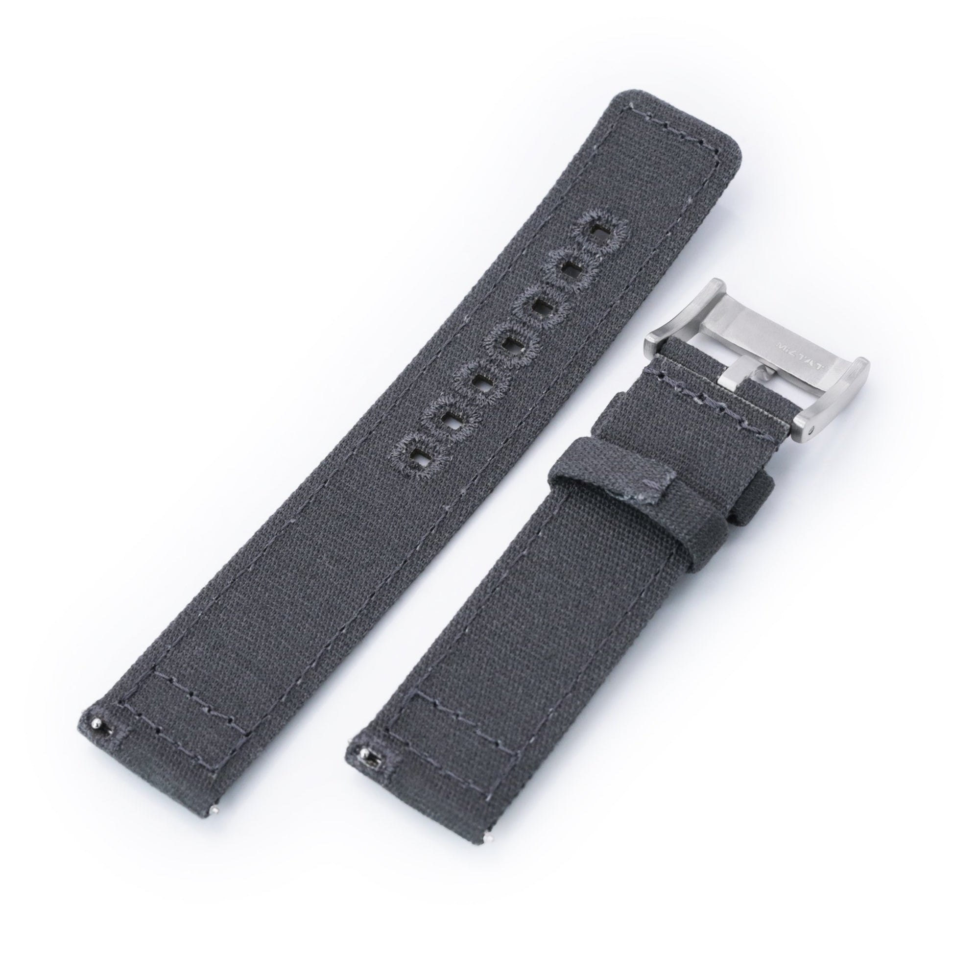 Straight Quick Release Canvas Watch Strap in Dark Grey, 20mm or 22mm