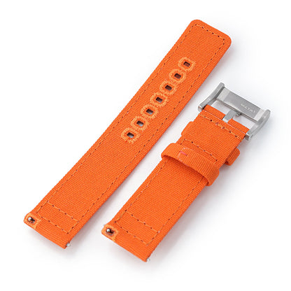 Straight Quick Release Canvas Watch Strap in Orange, 20mm or 22mm