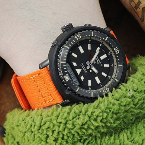 Straight Quick Release Canvas Watch Strap in Orange 20mm or 22mm