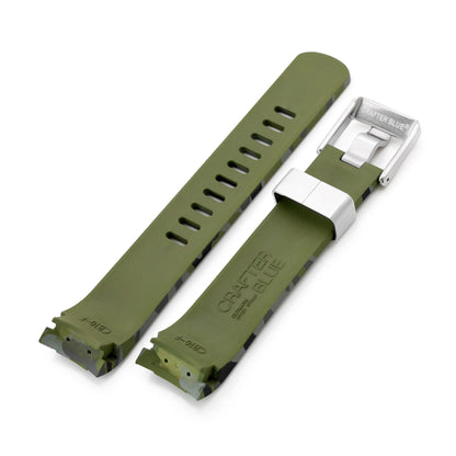 CB10 Green Camouflage Curved End Rubber for Seiko 5