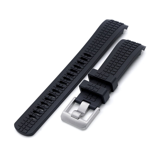 22mm Crafter Blue - CB11 Black Rubber Curved Lug Watch Strap compatible with Seiko SKX007