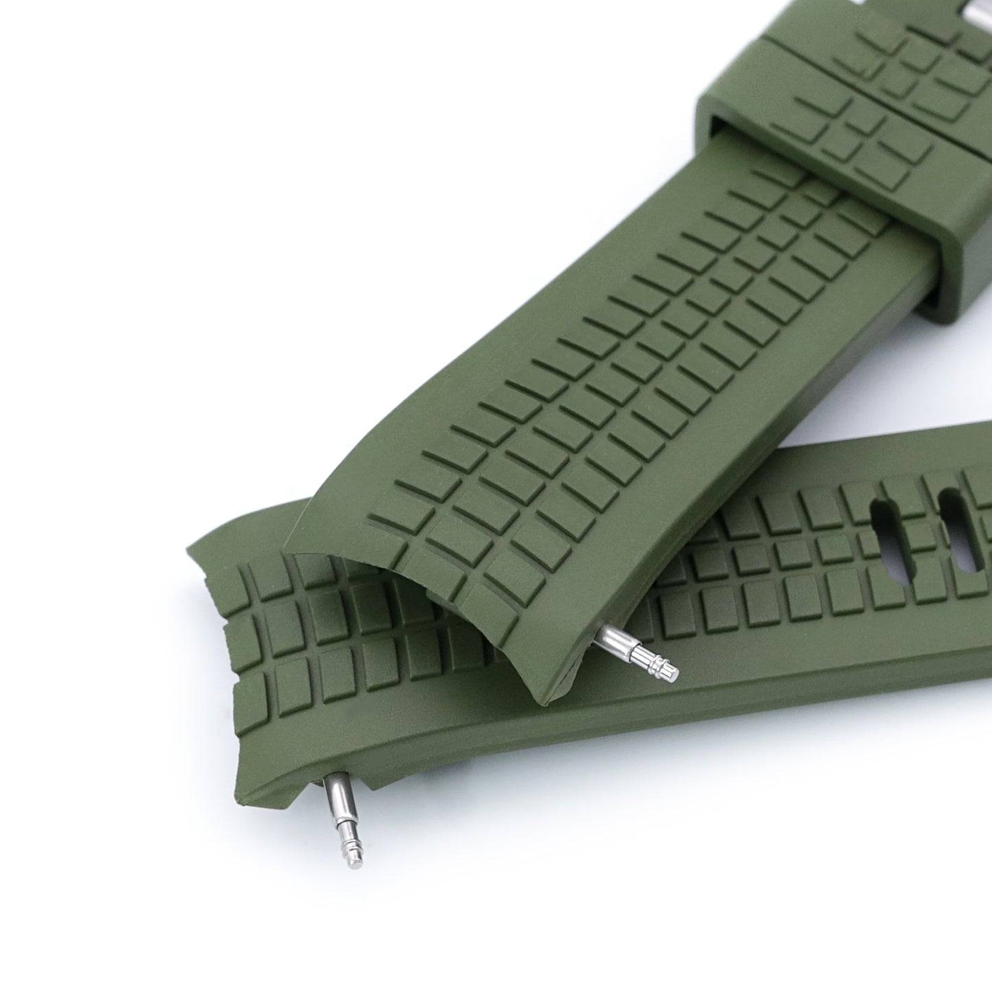 22mm Crafter Blue - CB11 Green Rubber Curved Lug Watch Strap compatible with Seiko SKX007