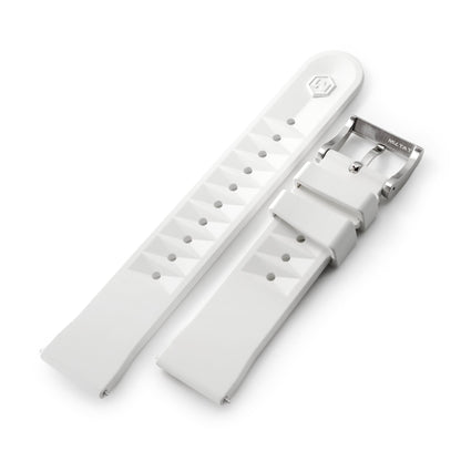 Chaffle White FKM Rubber watch strap, 20mm or 22mm