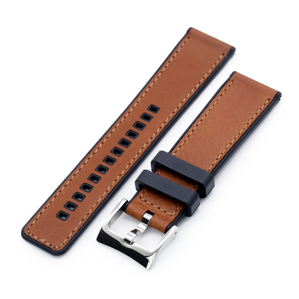 20 mm black polyurethane (PU) pin buckle watch strap to fit diver's watches  with 20 mm lugs