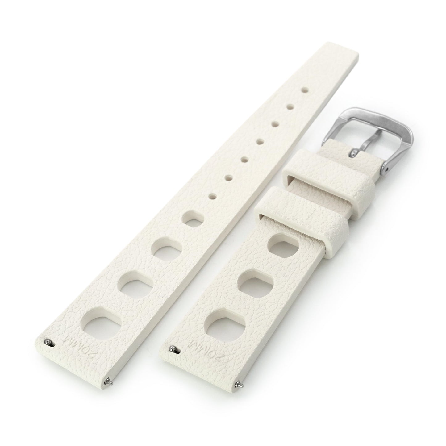 20mm White Large Holes Rally FKM Quick Release Rubber watch band