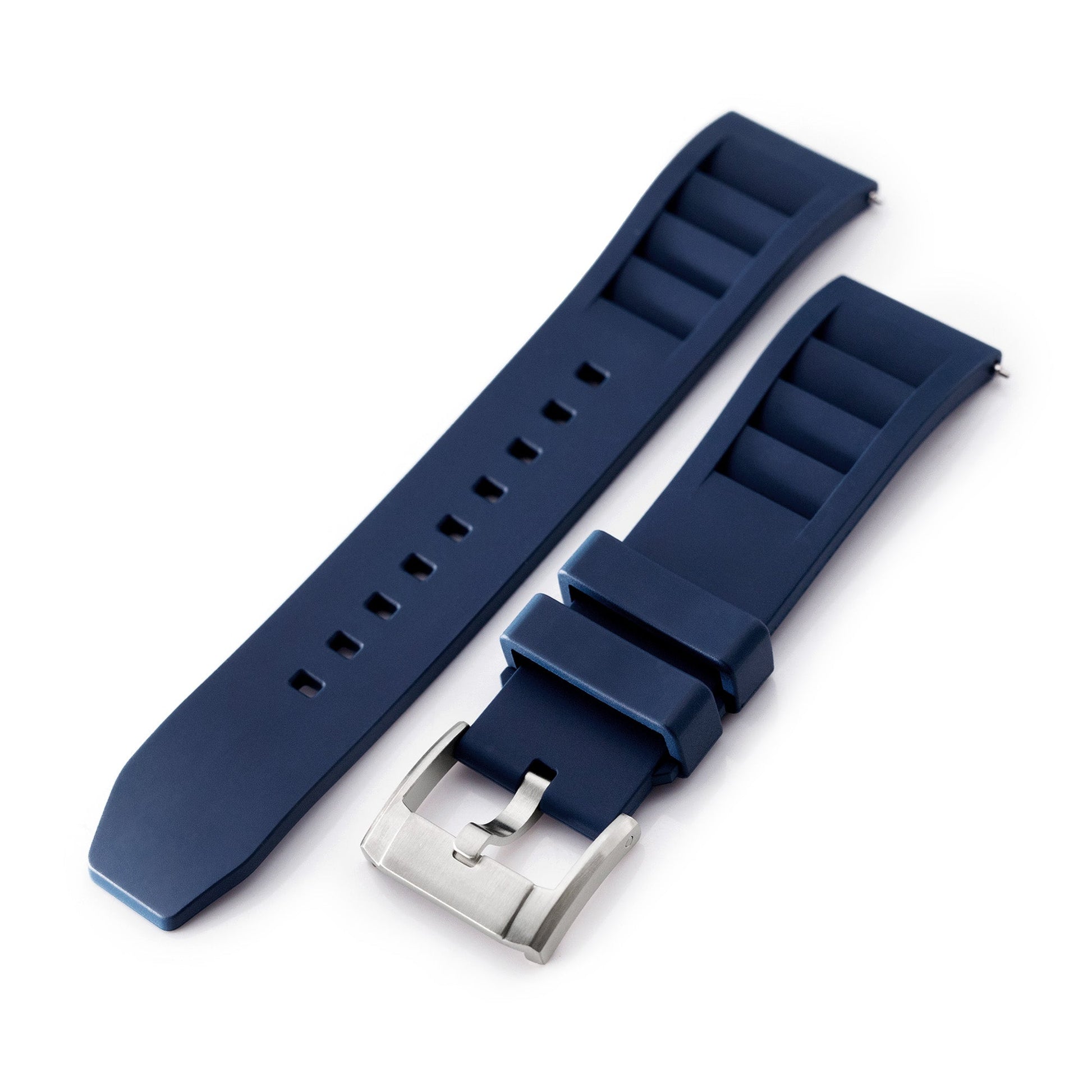 Navy Blue RM Vented FKM Quick Release Rubber Watch Strap, 20mm or 22mm