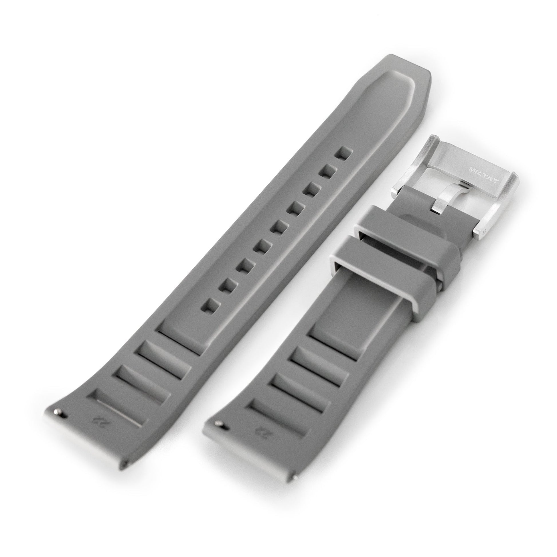 Grey RM Vented FKM Quick Release Rubber Watch Strap, 20mm or 22mm