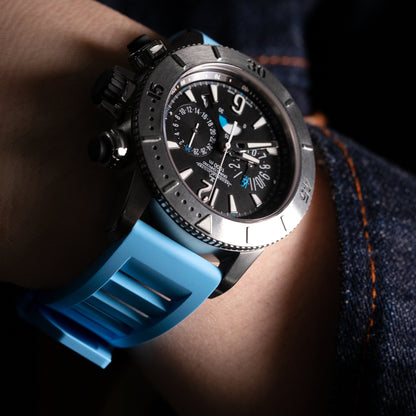 Sky Blue RM Vented FKM rubber watch strap